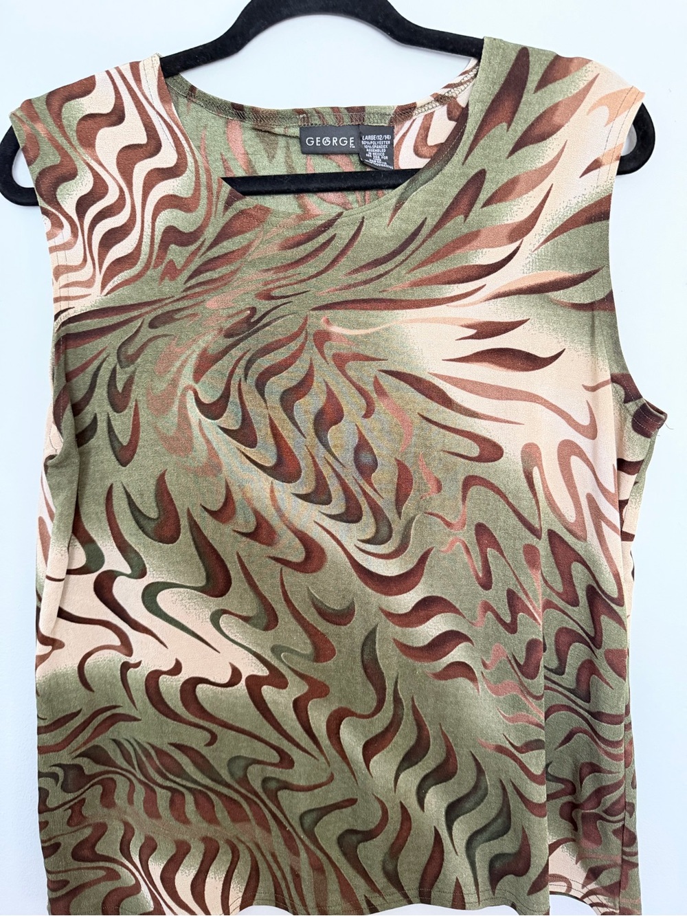 George Olive, Brown & Cream Swirl Tank Top